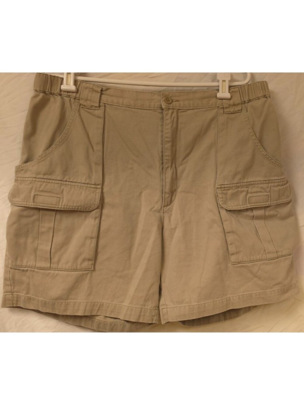 Savane British Khaki Beige Elastic Sides Mens 38x7 Safari Cotton Cargo Short